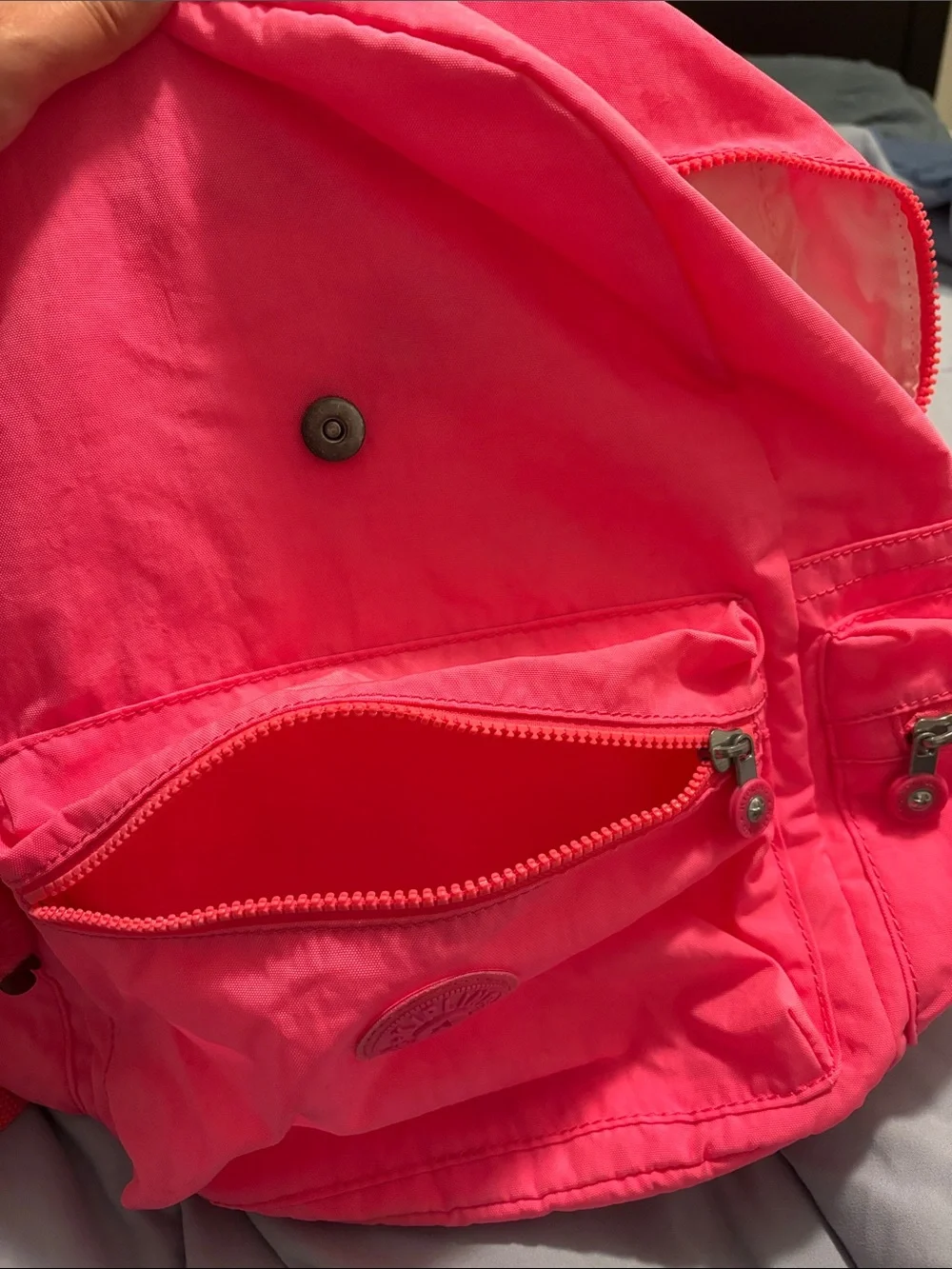 Kipling Ezra Neon Pink Backpack with Keychain